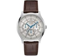 GUESS Homme 43mm Bracelet Cuir Boitier Acier Inoxydable Quartz Montre W1181G1