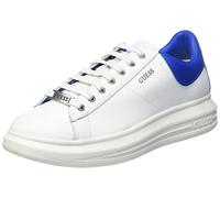 GUESS Homme VIBO Sneaker, Blanc Bleu, 43 EU