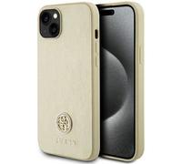 Coque Guess en cuir PU Rigide, logo en métal pour Apple iPhone 15/14/13 6.1 - or