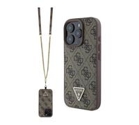 Guess Coque pour iPhone 16 Pro [sous licence officielle] par CG MOBILE | Étui en cuir synthétique avec logo en métal et strass | Étui de protection à bandoulière conçu pour iPhone 16 Pro (6,3") (2024)