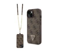 Guess Housse Crossbody 4G Metal Logo Marron - iPhone 15