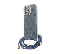 Guess Housse Crossbody Cord 4G Print Bleu - iPhone 15 Pro Max