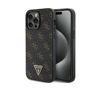 Guess Housse de téléphone portable GUHCP15XPG4GPK 4G Triangle Métal Logo Noir - iPhone 15 Pro Max