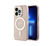 Guess Housse Glitter Gold MagSafe Pink - iPhone 14 Pro