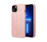 Guess Housse Glitter Script Rose - iPhone 14 / 15 Plus