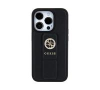 Guess Housse Grip Stand 4G Saffiano Strass Logo Noir - iPhone 15