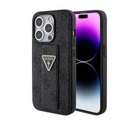 Guess Housse Grip Stand 4G Strass Triangle Métal Logo Noir - iPhone 15 Pro Max