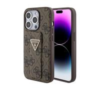 Guess Housse Grip Stand 4G Triangle Strass Logo Marron - iPhone 15 Pro Max