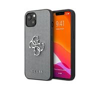 Guess Housse GUHCP13SSA4GSGR Saffiano 4G Logo Métal Gris - iPhone 13 Mini