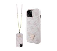 Guess Housse GUHCP15SP4TDSCPP Crossbody 4G Metal Logo Rose - iPhone 15