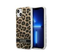Guess Housse Leopard Electro Stripe Marron - iPhone 13 Mini
