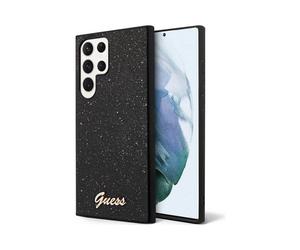 Guess Housse PC/TPU Glitter Flakes Metal Logo Noir - Galaxy S24 Ultra