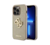 Guess Housse perforée 4G Glitter Metal Logo Gold - iPhone 15 Pro
