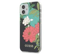 GUESS Housse pour Apple iPhone 12 Mini Noir Fleur Case Cover Etui NEUF