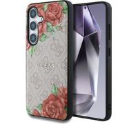 GUESS Housse pour téléphone portable Galaxy S25 Guess Hardcase 4G Leather Flower Print Metal Logo MagSafe, rose