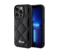 Étui Coque IPHONE 15 Pro Guess Simili Cuir Noir Avec Logo Couleur Dorée
