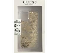 Guess Housse Rigide Liquide Paillettes Breloques Logo Or pour IPHONE 12 Mini
