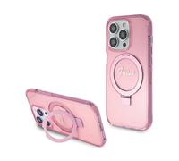 Coque pour iPhone 15 Pro - Guess Ring Stand Script Glitter MagSafe (GUHMP15LHRSGSP) - Rose G