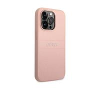 Guess Housse Saffiano Metal Logo Stripes Pink - iPhone 14 Pro