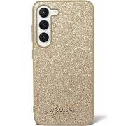 Guess GUHCS24LHGGSHD Coque pour S24 Ultra S928 Coque Rigide dorée Script pailleté