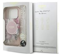 Etui Guess IML Flowers Pearl Strap MagSafe do iPhone 17 Pro ró?owy