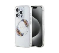 Guess IML Flowers Wreath Housse transparente pour Magsafe - iPhone 15 Pro Max