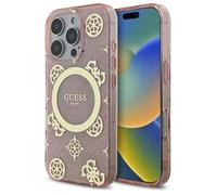 Étui Guess pour iPhone 16 Pro 6.3 rose étui rigide IML Peony On 4G Background MagSafe