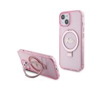 Guess IML Ring Stand Glitter Pour Magsafe Rose - iPhone 15