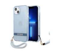 Guess iPhone 13 Mini Housse GUHCP13SHTSGSB, Bleu - Hardcase translucide Stap