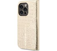 Guess iPhone 14 Book type case - crocodile - 3 emplacements pour cartes - argent