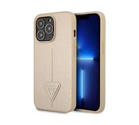 Guess iPhone 14 Pro Housse GUHCP14LPSATLE, Beige - Saffiano Triangle Logo