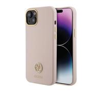 Guess iPhone 15 Plus Housse, Rose - Silicone Logo Strass 4G