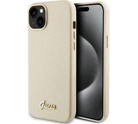 Guess iPhone 15 Plus TPU couverture arrière cas - Glitter Glossy Script - Gold