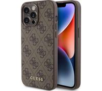 Guess, iPhone 15 Pro Max étui antichoc en saffiano avec motif 4G, marron