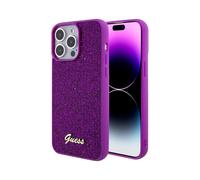 Guess iPhone 15 Pro Max Housse, Fuchsia - Disco Metal Script