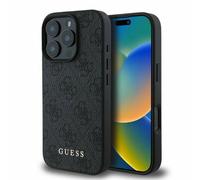 Guess, iPhone 16 Pro étui antichoc en saffiano avec motif 4G, noir