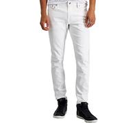 GUESS Mens Mid Rise Slim Fit Slim Tapered Leg Jeans, Optic White, 34W x 30L US