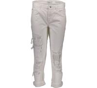 GUESS Jeans Femme W72A00D2LV0 Blanc - Coupe moderne straight leg avec effet usé Edgy et déchirures - 100% Coton : Taille - 25 Taille : 25