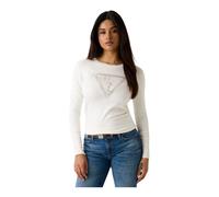 Guess - Katie Triangle Logo Sweater - Femme - Pulls - Blanc - Taille: 40 FR