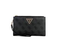GUESS Laurel II Double Zip Organizer Wallet, Organisateur Portefeuille Femme, Logo Charbon, Taille Unique