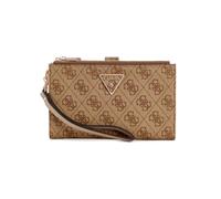 GUESS Laurel Portefeuille de Rangement à Double Fermeture éclair pour Femme, Logo Latte, Taille Unique