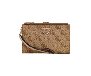Guess Laurel Portefeuille de Rangement à Double Fermeture éclair pour Femme, Logo Latte, Taille Unique