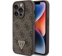 Guess Leather 4G Triangle Strass - Coque iPhone 15 Pro (marron)