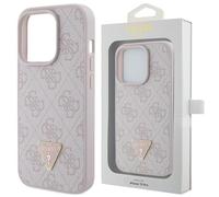 Guess Leather 4G Triangle Strass - Coque iPhone 15 Pro (rose)