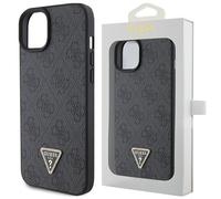 Guess Leather 4G Triangle Strass - Étui pour iPhone 15 (noir)