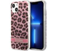 Guess Leopard Electro Stripe - Coque pour iPhone 13 mini (Rose)