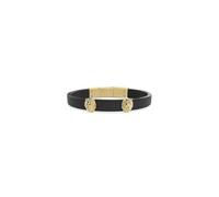 Guess Lion King Bracelet Homme Acier Doré Cuir Noir JUMB01311JWYG