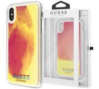 Guess Liquid Glitter Hearts - Étui pour iPhone Xs / X (S'illumine dans le noir/rose)