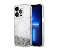 Coque Guess Liquid Glitter Marble blanche pour iPhone 14 Pro