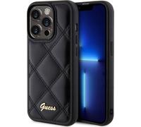 Guess Logo métal matelassé - Coque iPhone 15 Pro (noir)